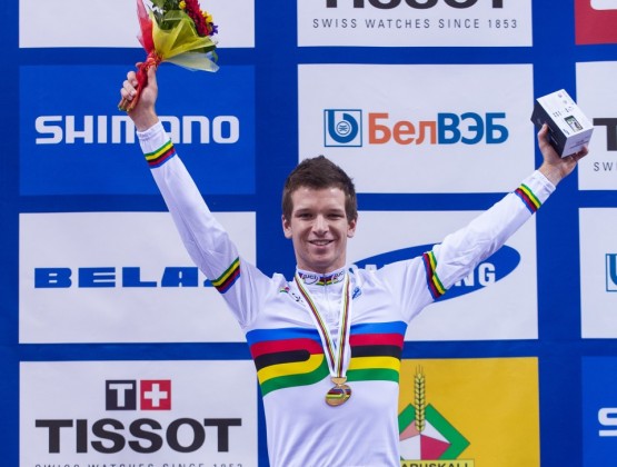 Aaron Gate Omnium Champion 2013 Minsk World Championships on podium ID 18173